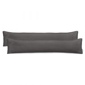 DecoKing 2 taies d'oreiller 40 x 200 cm Coton Fermeture &eacute;clair Graphite Ambre