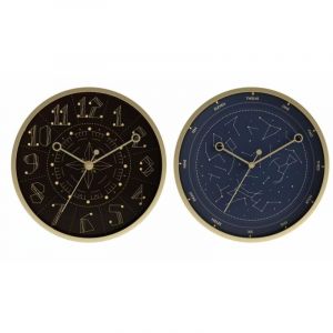 Horloge Murale DKD Home Decor Noir Bleu Aluminium (30 x 4 x 30 cm) (2 pièces)