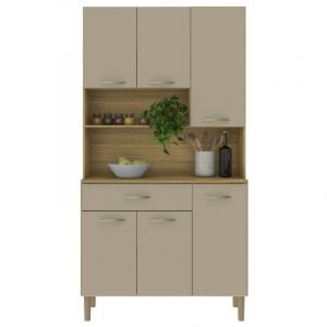 Buffet de Cuisine 6 Portes 1 Tiroir Chêne Vanille 7 Niches L 90.9 x173.5 x36.3 cm - L 90.9 x l 36.3 x H 173.5 cm