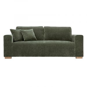Miliboo Canap&eacute; 3 places en tissu effet velours vert kaki pepper