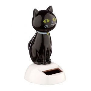 Puckator Figurine - Chat noir - Porte bonheur - D&eacute;coration - &Eacute;nergie solaire