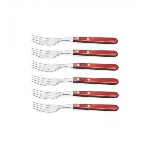 Tramontina Fourchettes Gaucho 29899-160. 6pcs. Inox et bois rouge.