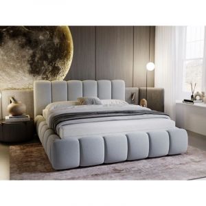 Lit rembourré avec rangement 160x200 velours gris clair Cloud