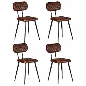 Image de VidaXL Chaise de salle à manger 4 pcs Cuir véritable Marron