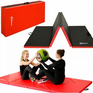 Eyepower Matelas d'entrainement RG20 240x120x5cm épais pliant portable Rouge-Noir