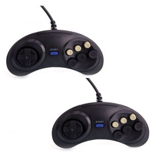 Ensemble de deux manettes de jeu de remplacement pour le contrôleur Sega Megadrive Rétro gamepad 6 boutons