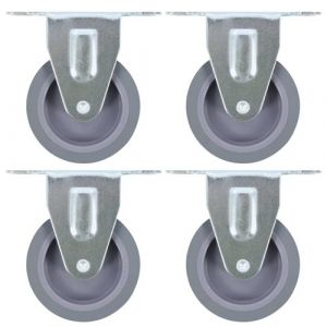 VidaXL 16x Roulettes Pivotantes Fixes Roues Fixes pour Etabli Meuble Chariot Roulant Etagère à Livre Tables de Travail Capacité de 45 kg 75 mm
