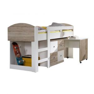 Image de Inside75 Inside 75 Lit compact bureau DORY finition chêne clair / blanc couchage 90/200 cm