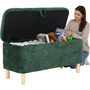 COLAMY Pouf Rond en Tissu avec Couvercle &agrave; Plateau R&eacute;versible &ndash; Repose-pieds Multifonction, Rangement Cach&eacute;, Solide et &Eacute;l&eacute;gant, Petite Table Basse