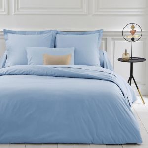 Housse de couette coton unie PERCALE - Bleu ciel