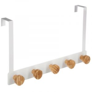 Five Simply Smart - Patère métal bambou 5 têtes pour porte blanc - Blanc