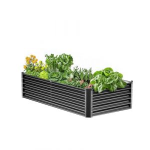 VEVOR Jardinière 1800x900x600 mm Lit de Jardin Surélevé Métal Galvanisé Bac de Plantation Fond Ouvert pour Cultiver Fleurs Herbes Plantes Succulentes dans Jardin Terrasse Patio Balcon, Gris Foncé