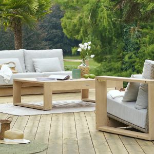 Hesperide Table basse de jardin rectangulaire "Loevo" 140 x 95 x 41cm en eucalyptus