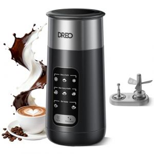 Dreo Mousseur à Lait, Mousseur Électrique 8 en 1 pour Café Latte Art, 255.1 g/270 ml, Mousseur à Lait Chaud et Froid, Chauffe-Lait Automatique pour Lait et Substituts de Lait Avec LED, Facile à