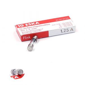 Fusible Rapide (F) en verre 1.25A/250VAC 5x20mm (Boite de 10 Fusibles)