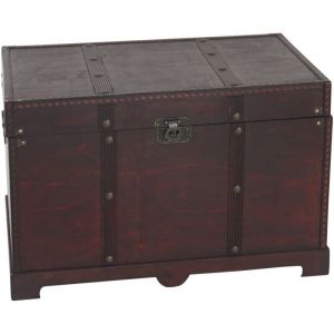 Décoshop26 Coffre de rangement en bois design colonial 39x67x38cm poignées de transport latérales 040002496