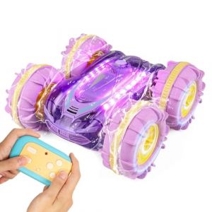 Todeco Voiture Telecommande Enfant, 4WD 360&deg;Rotation 2.4GHz RC Voiture Etanche, Avec LED, convient aux enfants de plus de 8 ans Cadeau de Noel-Violet