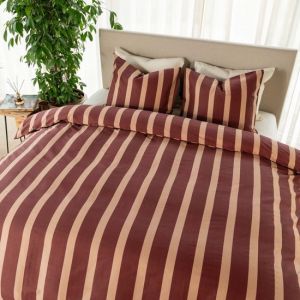 Kayori Dasshu Housse de couette Satin de coton - 260x200-220 +2 taies d'oreiller - Lits-jumeaux - Bourgogne