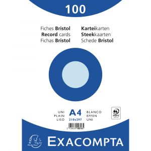 Exacompta Paquet 100 fiches bleu sous film bristol uni 210x297mm,