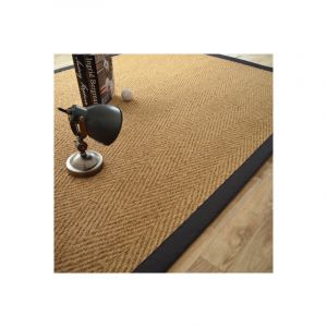 D&eacute;coweb Tapis Coco Paravan chevron - Ganse coton noire - 80 x 150 cm