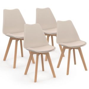 Idmarket Lot de 4 chaises scandinaves sara beige pour salle à manger