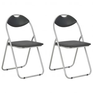 Image de VidaXL Chaises pliantes de salle à manger 2 pcs Noir Similicuir