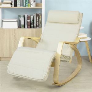 Image de Sobuy FST16-W Fauteuil à Bascule Avec Repose-pied Réglable Design Rocking Chair