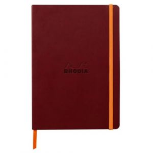 Rhodia 117436C - Carnet Souple Lie de Vin - A5 14,8 x 21 cm - Pointillés Dot - 160 pages - Papier Clairefontaine Ivoire 90 g/m² - Marque-Page, Fermeture Élastique - Simili Cuir -