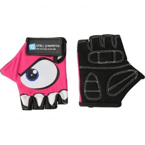 Gants velo enfant rose crazy safety yeux reflechissants