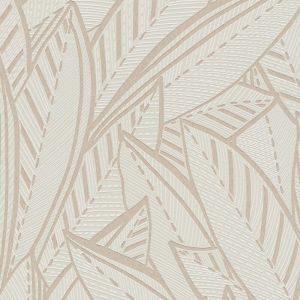 Papier peint à motifs graphiques Profhome 399333-GU papier peint intissé légèrement texturé avec des ornements floraux satiné blanc gris 5,33 m2