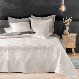 Douceur D'intérieur - Couvre-lit 240x260 cm + 2 housses de coussin 60x60 cm – Velours uni matelassé solange Naturel