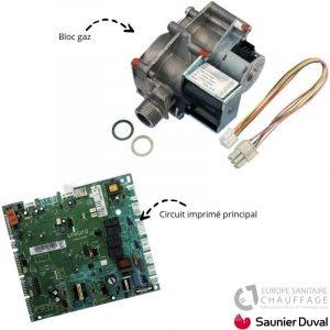 Saunier duval Kit r&eacute;paration Circuit imprim&eacute; + bloc gaz pour pi&egrave;ce d&eacute;tach&eacute;e