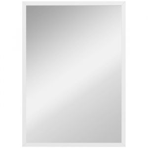 Homcom Miroir mural rectangulaire 50 x 70 cm, cadre en bois blanc, id&eacute;al pour la salle de bain, salon ou chambre