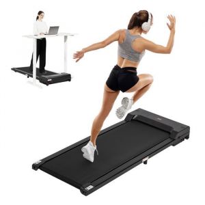 Todeco Tapis Roulant Electrique 2 En 1, Walking Pad 8km/H, Tapis De Course Avec Telecommande Et Ecran Lcd, Maximum De 90kg, Pour Une Utilisation