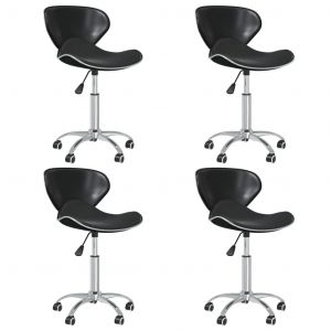 Image de VidaXL Chaises pivotantes de salle ?? manger 4 pcs Noir Similicuir