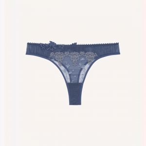 Passionata String en tulle brodé - Bleu