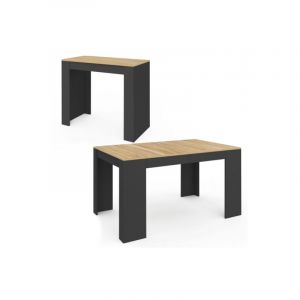 Idmarket Table console extensible orlando 6 personnes 140 cm bois noir et façon hêtre