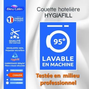 Bleu Câlin Couette Hotelière Hygiafill 200 x 200 cm pour lit 120 x 190 cm