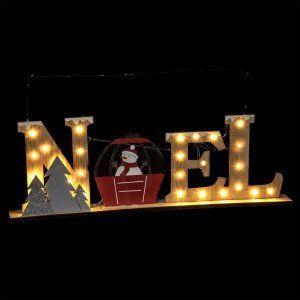 Lettres l ineuses en bois bonhomme de neige Blanc chaud 26 LED