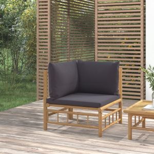 VidaXL Canapé d'angle de jardin avec coussins gris foncé bambou Dark grey