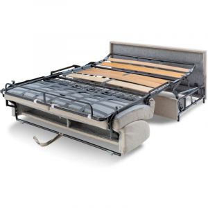 Canapé 3 places convertible express en simili EMIR - Noir - Couchage à lattes larges 140 cm - Matelas 18 cm
