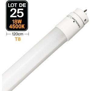 Europalamp Lot de 25 Tubes Neon LED 18W 120cm T8 Blanc Neutre 4500k Gamme Pro