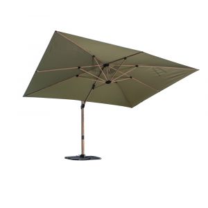 Image de Ozalide Topaze - Parasol d&eacute;port&eacute; 4x3m - effet bois - Vert m&eacute;l&egrave;ze