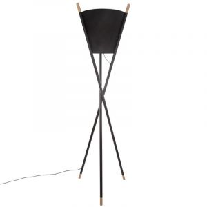 Image de Atmosphera Lampadaire trépied métal bois noir H165