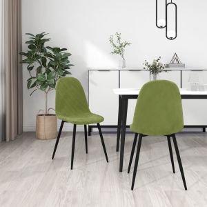 Image de VidaXL Chaises De Salle ¿¿ Manger 2 Pcs Vert Clair Velours