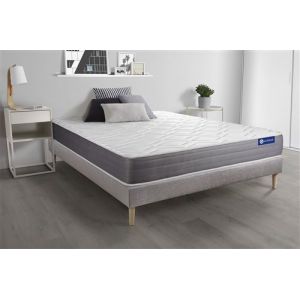 Ensemble matelas ACTILATEX DREAM Latex et m&eacute;moire de forme 140x190 cm 5zones de confort + sommier KIT gris