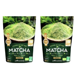 Aromandise Poudre de thé vert bio japonais Matcha 100 g