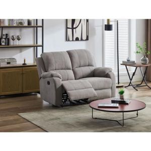 Canapé 2 places relax en microfibre gris clair BRODY