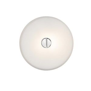 Flos MINI BUTTON - Applique ou Plafonnier de salle de bain Verre Blanc Ø14cm - Applique designé par Piero Lissoni