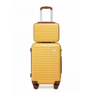 Valise Cabine Rigide Jaune - Set de 2 - 4 roulettes - Serrure TSA